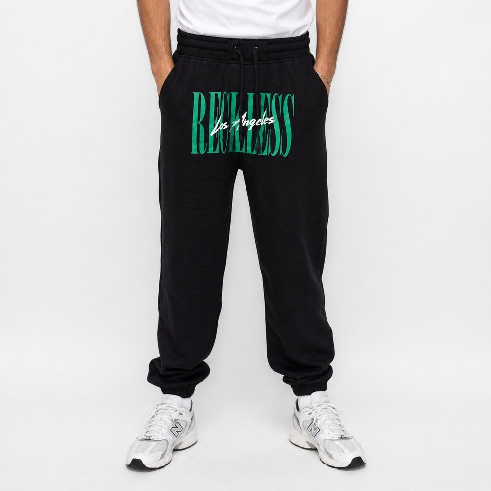 Young & Reckless Sweatpants Men's Size Medium‎ Black Graphic Los Angeles Joggers